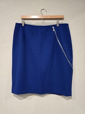 Calvin Klein Royal Blue Pencil Skirt with Diagonal Zip